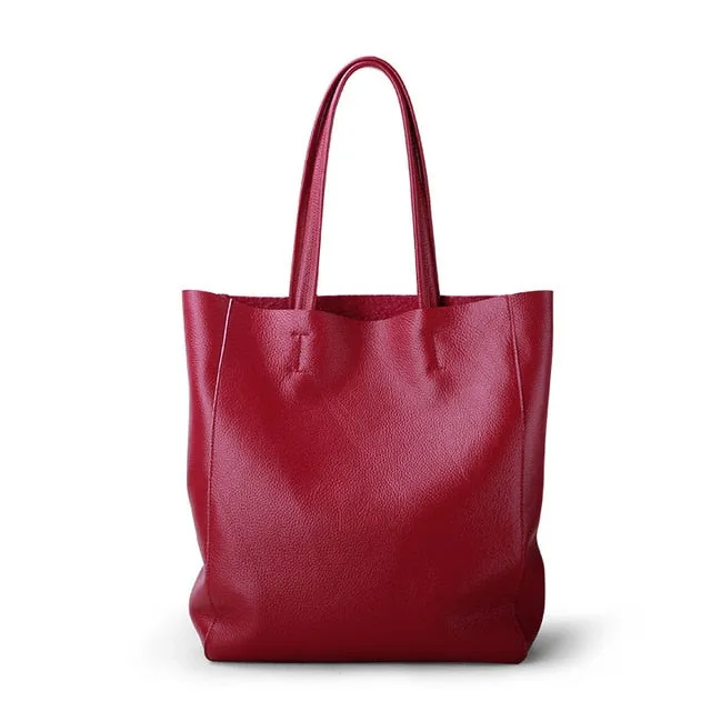 Women Luxury Bag Casual Tote Female Lemon Yellow Cowhide Genuine Leather