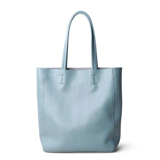 Women Luxury Bag Casual Tote Female Lemon Yellow Cowhide Genuine Leather