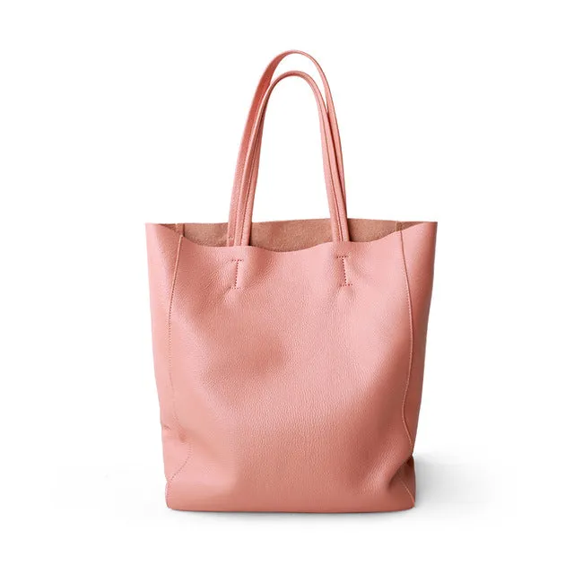 Women Luxury Bag Casual Tote Female Lemon Yellow Cowhide Genuine Leather