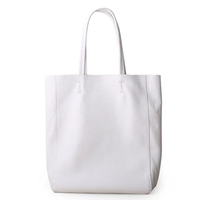 Women Luxury Bag Casual Tote Female Lemon Yellow Cowhide Genuine Leather